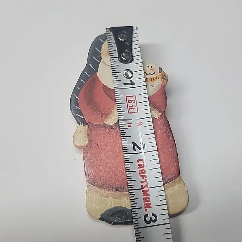 Folk Art Santa Snowman Brooch Pin
